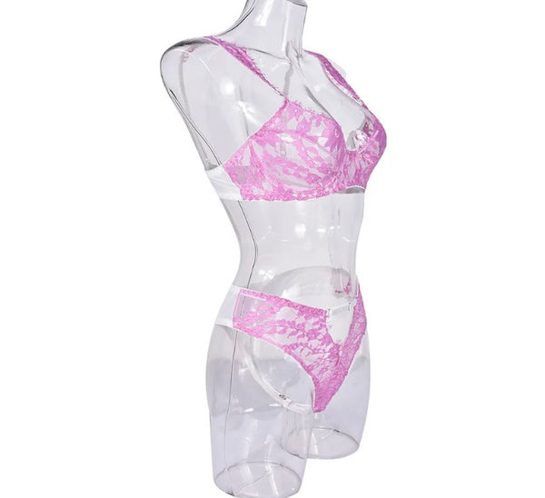 Women Sexy Floral Mesh Lingerie Set