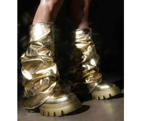 Women Fashion Ruched PU Boots