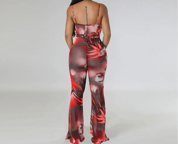 Women Sexy Printed Mesh Sleeveless Fashion Jumpsuit