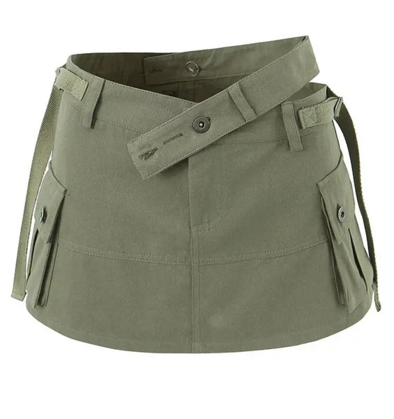 Women Side Pocket Solid Color Fashion Skirt