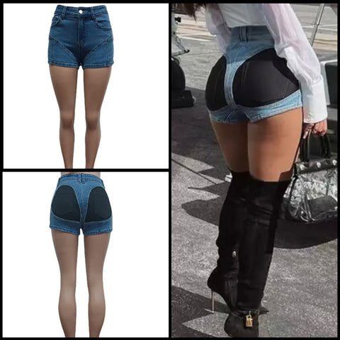Women Fashion Cut Out Pocket Denim Shorts