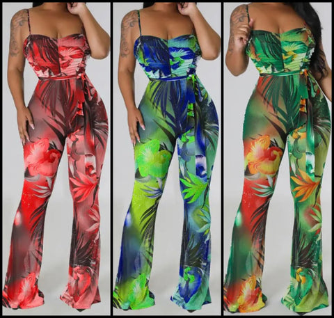 Women Sexy Printed Mesh Sleeveless Fashion Jumpsuit