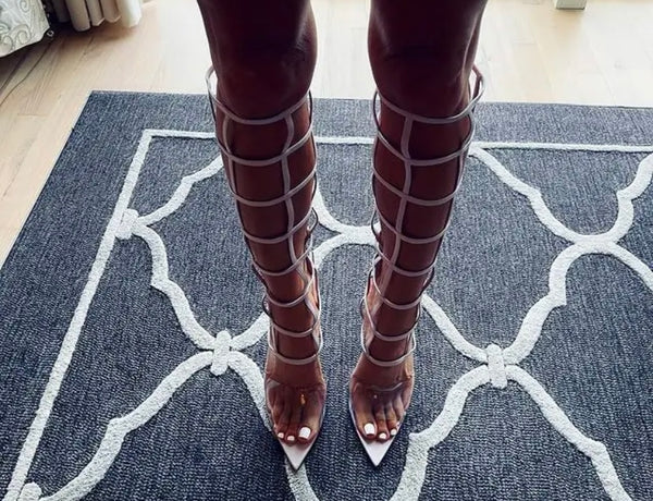 Women Fashion Open Toe Gladiator Knee High Sandals