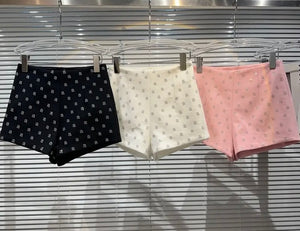 Women Fashion Rhinestone Letter Print Shorts