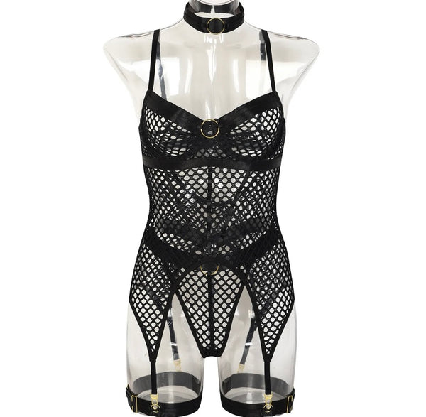 Women Choker Mesh Sexy Fashion Lingerie Set