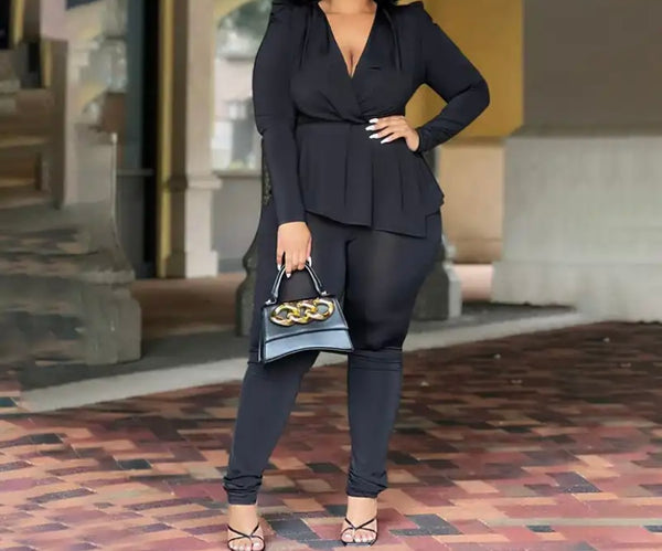 Women Fashion Full Sleeve Asymmetrical Two Piece Pant Set