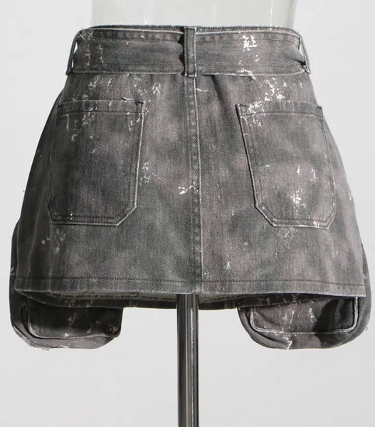 Women Fashion Side Zipper Pocket Camouflage Skirt