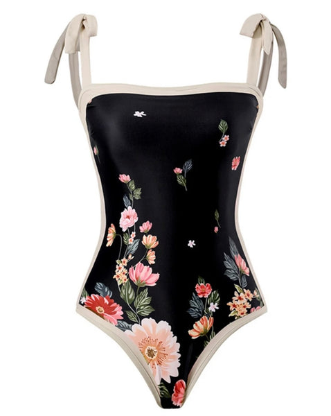 Women Tie Up Floral Sexy Swimsuit Cover Up Set