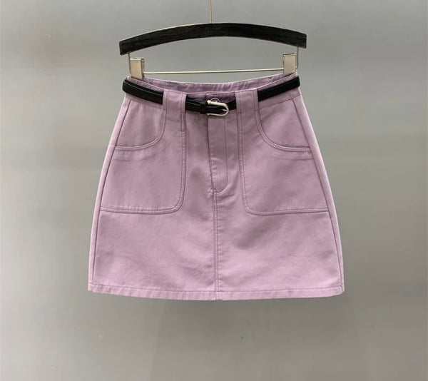 Women Solid Color Fashion Short Skirt