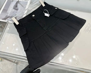 Women Fashion Pleated Denim Skirt