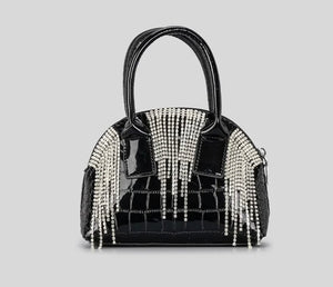 Women PU Rhinestone Tassel Fashion Handbag Purse