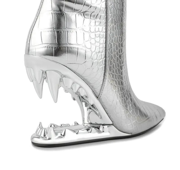 Women Fashion Silver Platform Knee High Boots