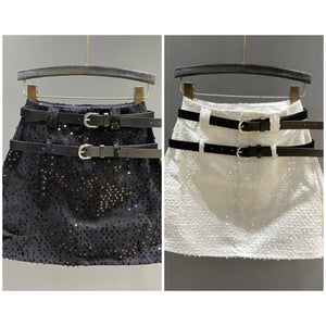Women Sequins Fashion Denim Skirt