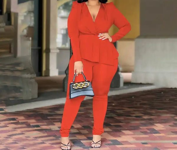 Women Fashion Full Sleeve Asymmetrical Two Piece Pant Set