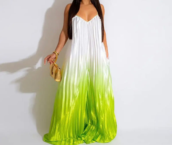 Women Sleeveless Gradient Fashion Wide Leg Jumpsuit