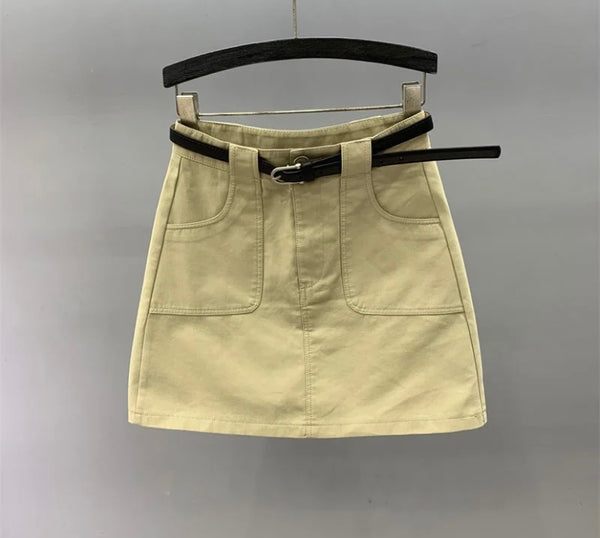 Women Solid Color Fashion Short Skirt
