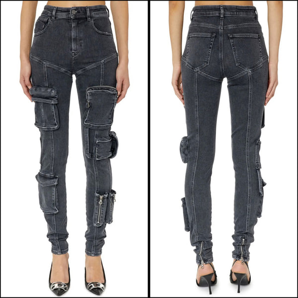 Women Pocket Zipper Fashion Denim Pants