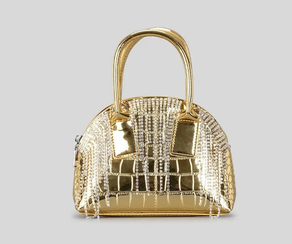 Women PU Rhinestone Tassel Fashion Handbag Purse