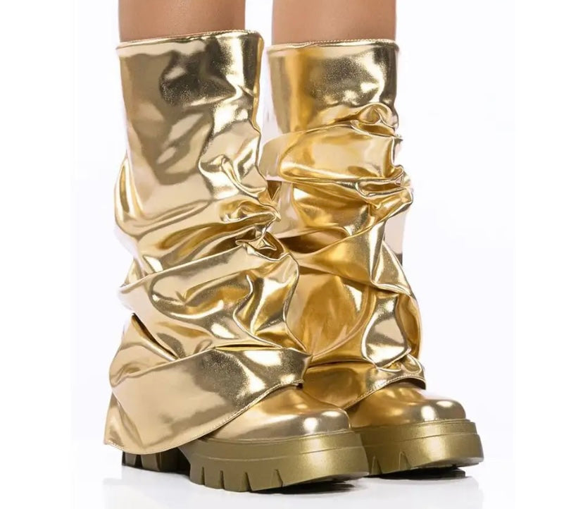 Women Fashion Ruched PU Boots