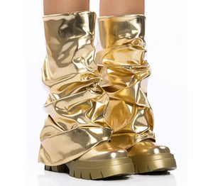 Women Fashion Ruched PU Boots