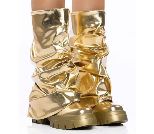 Women Fashion Ruched PU Boots
