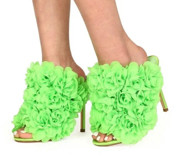 Women Open Toe Rose High Heel Sandals