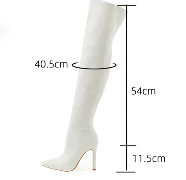 Women Pointed Toe PU High Heel Over The Knee Boots
