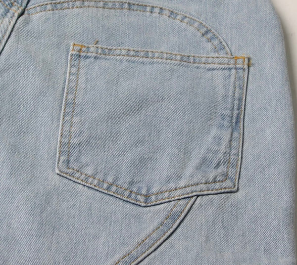 Women Fashion Cut Out Rhinestone Patchwork Denim Pants