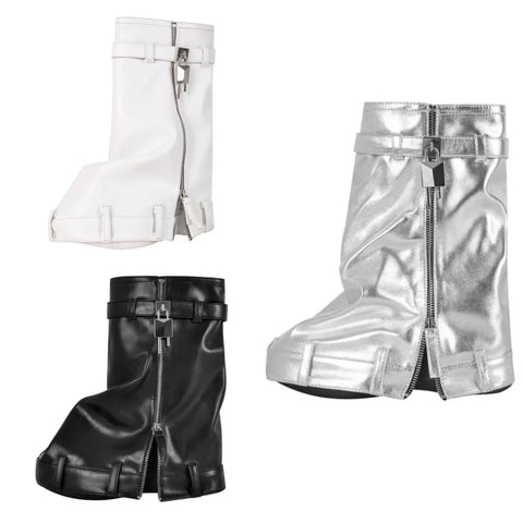 Women Fashion PU Zipper Lock Platform Boots