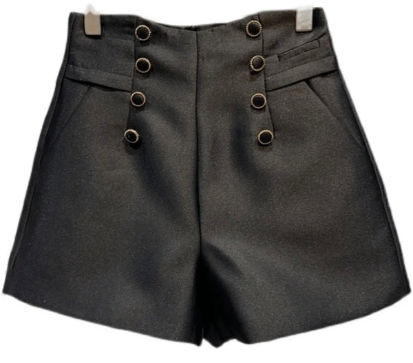 Women High Waisted Button Fashion Shorts