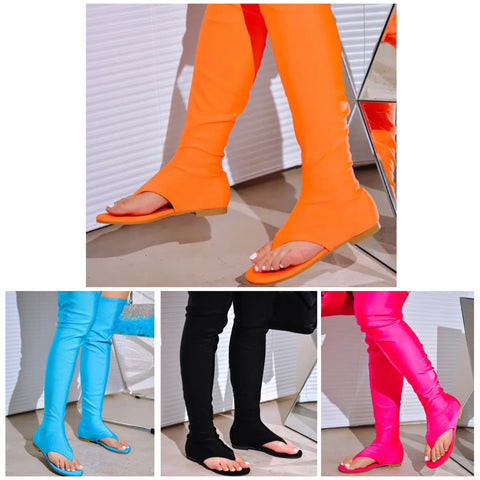 Women Open Toe Fashion Flat Over The Knee Sandals