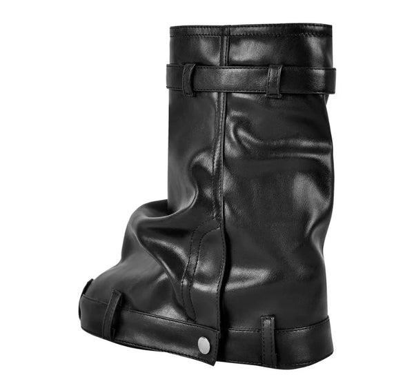 Women Fashion PU Zipper Lock Platform Boots