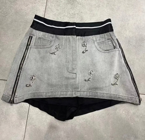 Women Fashion Gray Denim Skirt