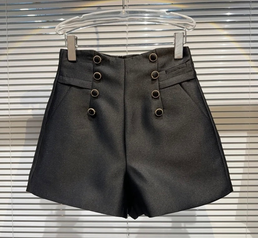 Women High Waisted Button Fashion Shorts