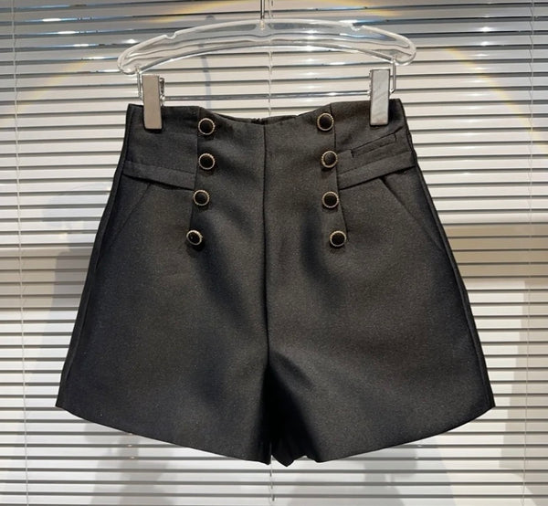 Women High Waisted Button Fashion Shorts