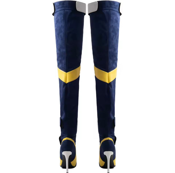 Women Color Patchwork Over The Knee Lace Up High Heel Boots