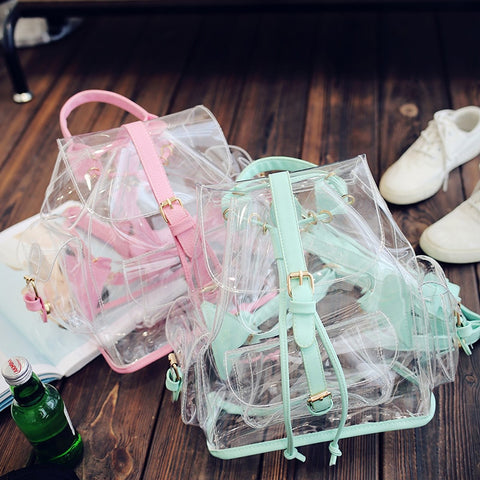 Women Fashion Transparent Clear Book Bag Purse