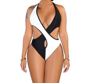 Women Sexy Color-Block Fashion Cut Out Swimsuit