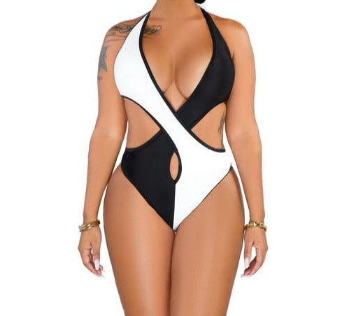 Women Sexy Color-Block Fashion Cut Out Swimsuit