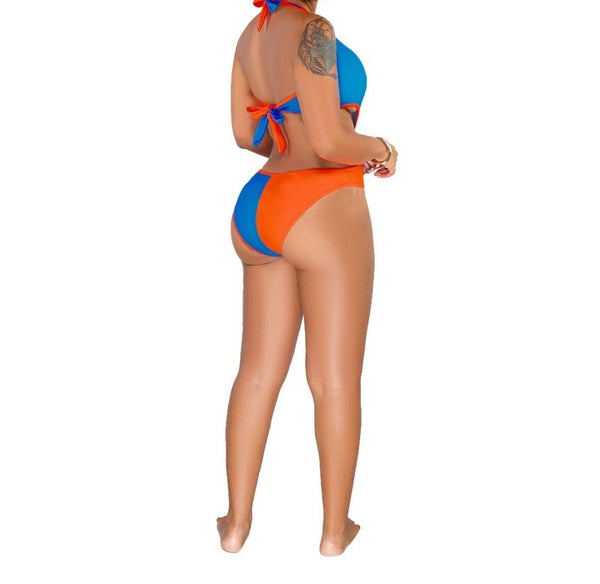 Women Sexy Color-Block Fashion Cut Out Swimsuit