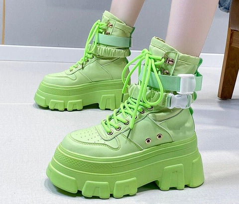 Women Fashion Buckle Ankle Platform Boots