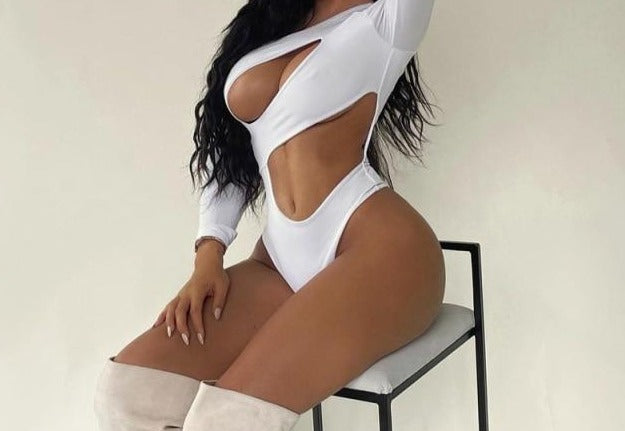 Women Sexy Cut Out Full Sleeve Bodysuit Top