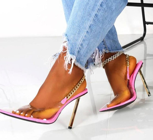 Women Fashion Chain High Heel Sandals