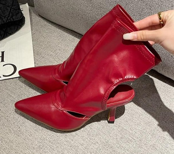 Women Faux Leather Fashion Small Heel Ankle Boots