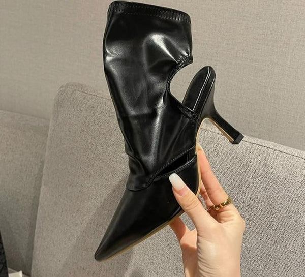 Women Faux Leather Fashion Small Heel Ankle Boots