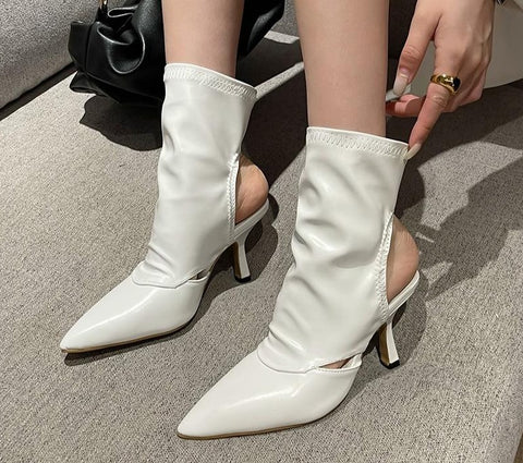 Women Faux Leather Fashion Small Heel Ankle Boots