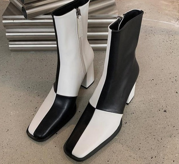 Women Fashion Ankle Square Heel Boots