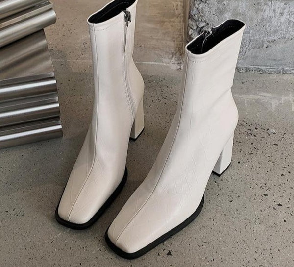 Women Fashion Ankle Square Heel Boots
