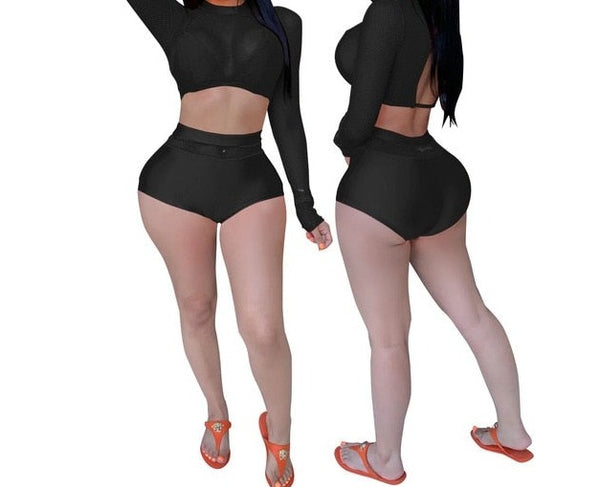 Women Sexy Mesh See Through Two Piece Bikini Swimsuit