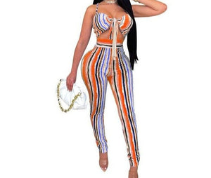 Women Sexy Striped Spaghetti Strap Fashion Jumpsuit